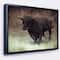 Designart - Bull Running on Vintage Paper - Animal Canvas Art Print in Black Frame
